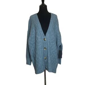 Black Tape blue V neck buttoned cardigan sweater size X